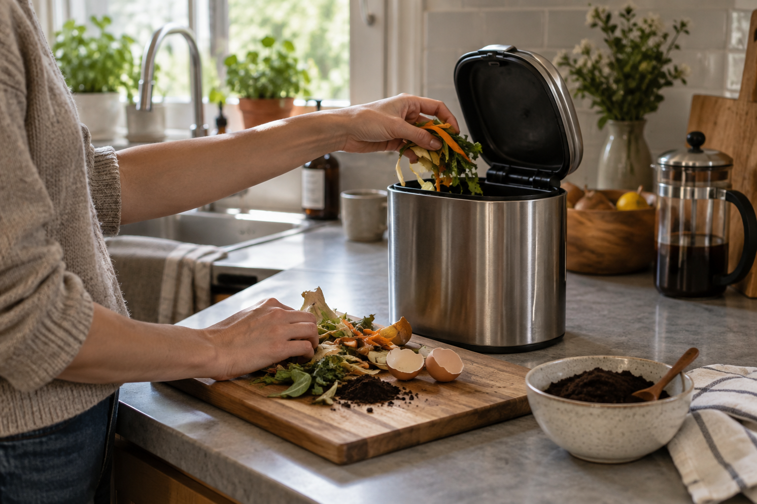 A Countertop Compost Bin for a Small Kitchen: What Matters